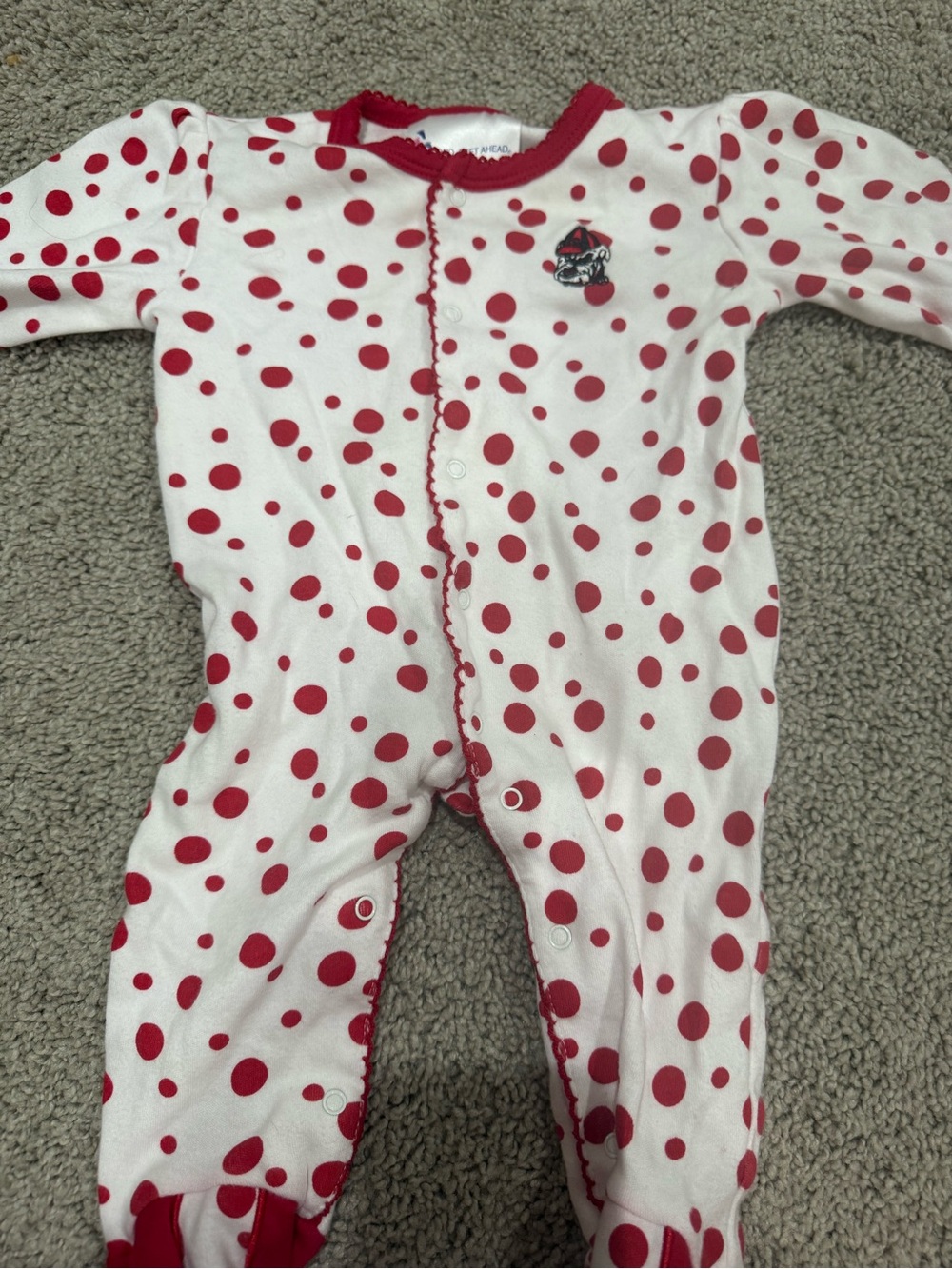 GA bulldog polka dot footed pajamas